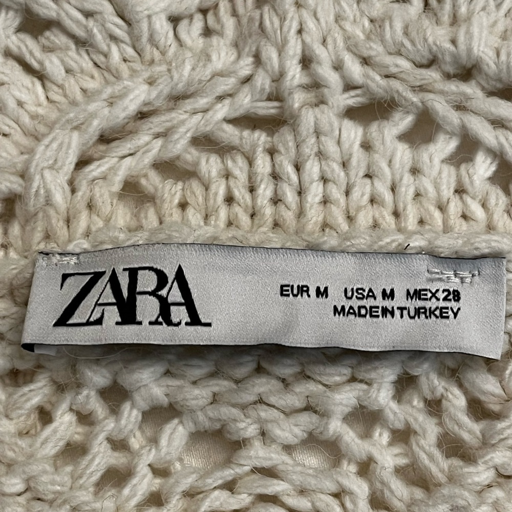 Zara Macrame Knit Cardigan Crochet Lady Jacket Cardigan Ecru cream nwot - Picture 9 of 10